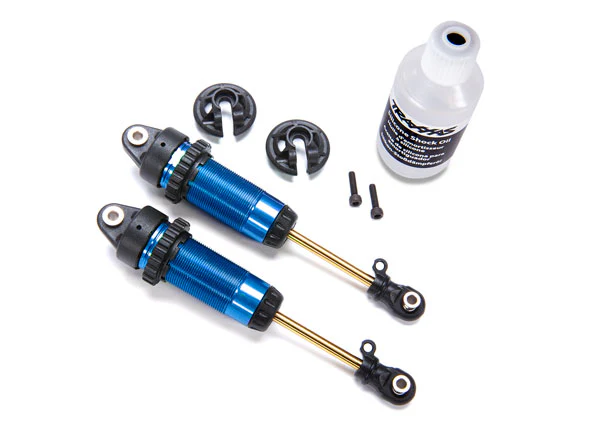 2 Amortisseurs Arrière Traxxas 7462 GTR Alu Bleu sans ressorts