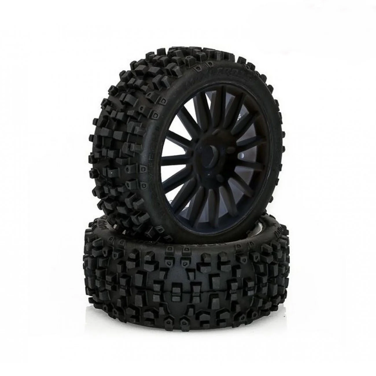 2 Pneus Maxi cross avec jantes noire 1/8 - Hex 17mm Hobbytech HTR-T458B