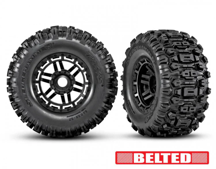 2 Pneus Sledgehammer Belted / MAXX 17mm noir - Traxxas 8979