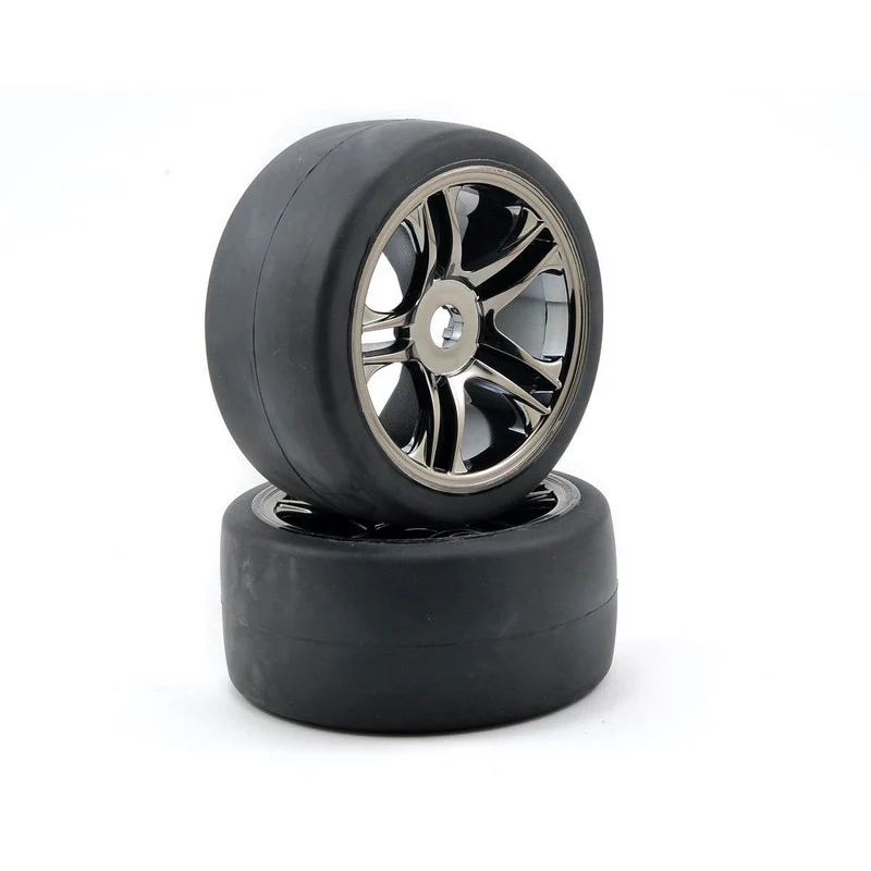 2 Roues Traxxas XO-1 arrière montées collées sur jantes 6477