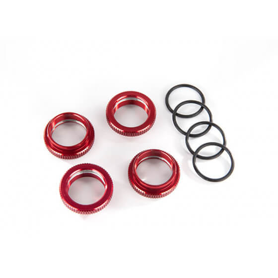 4 Bagues de Ressorts GT-Maxx Alu anodisées rouge Maxx- Traxxas 8968R