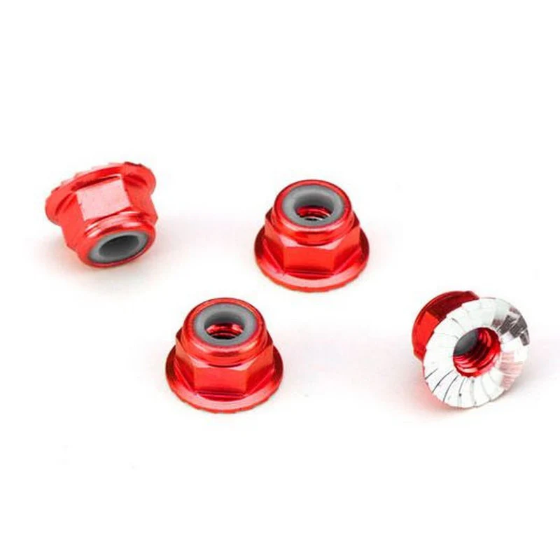 4 Écrous alu anodisé Nylstop rouge - Traxxas 1747A