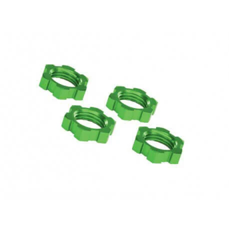 4 Écrous de roues 17mm alu vert - Traxxas 7758G