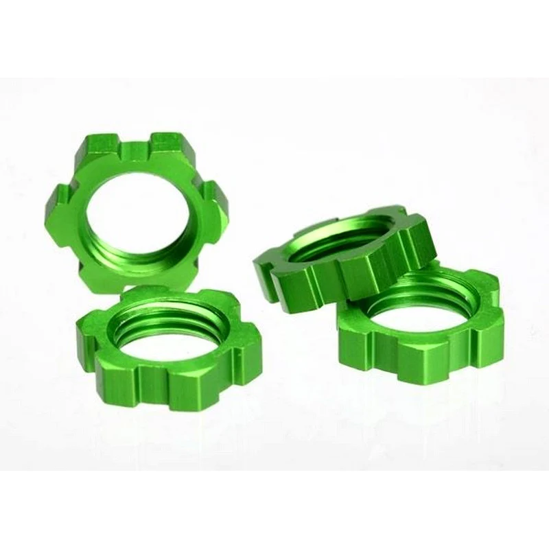 4 Écrous de roues alu 17mm anodisés vert - Traxxas 5353A