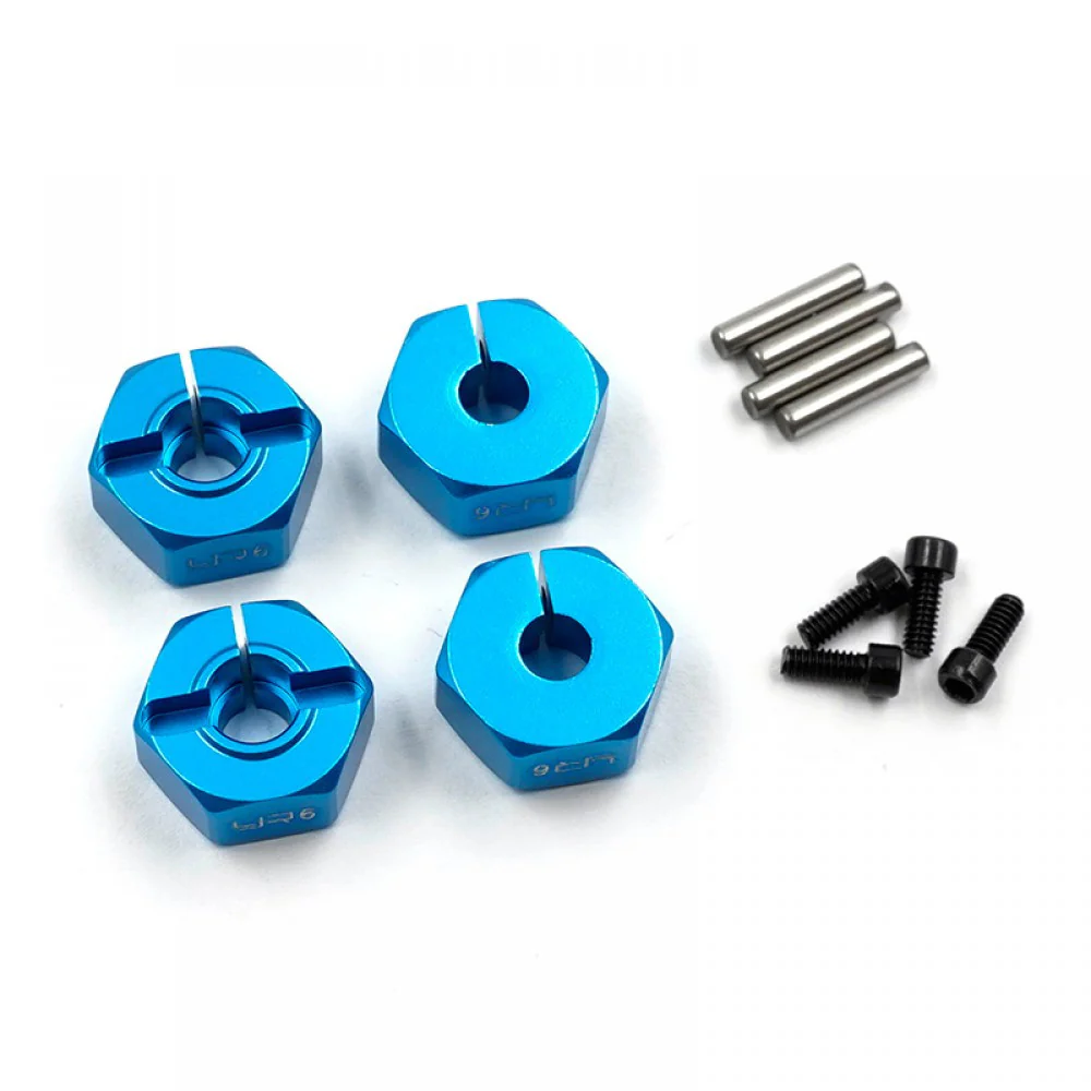 4 Hexagones de roue 6mm alu Bleu pour voitures RC 1/10 - Image 3