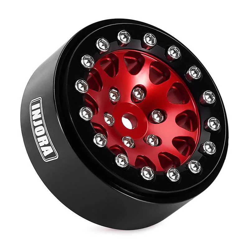 4 jantes Beadlock en aluminium rouge INJORA 1,3 pour crawler RC 1/24, 1/18 - YQW-1311RD" - Image 3