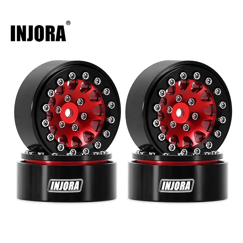 4 jantes Beadlock en aluminium rouge INJORA 1,3 pour crawler RC 1/24, 1/18 - YQW-1311RD" - Image 8