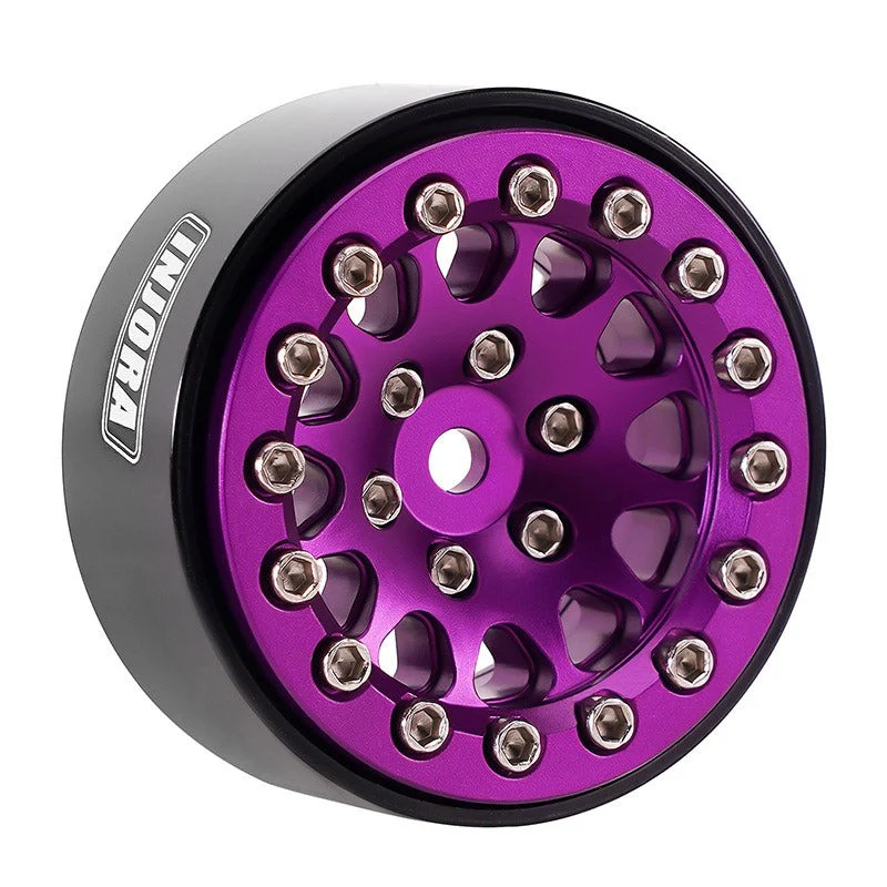 4 jantes Beadlock en aluminium violet INJORA 1,3 pour crawler RC 1/24, 1/18 - YQW-1311PU" - Image 6