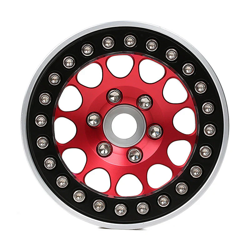 4 jantes Injora 1,9" rouge en alliage d'aluminium Beadlock pour crawler RC 1/10 - Image 4