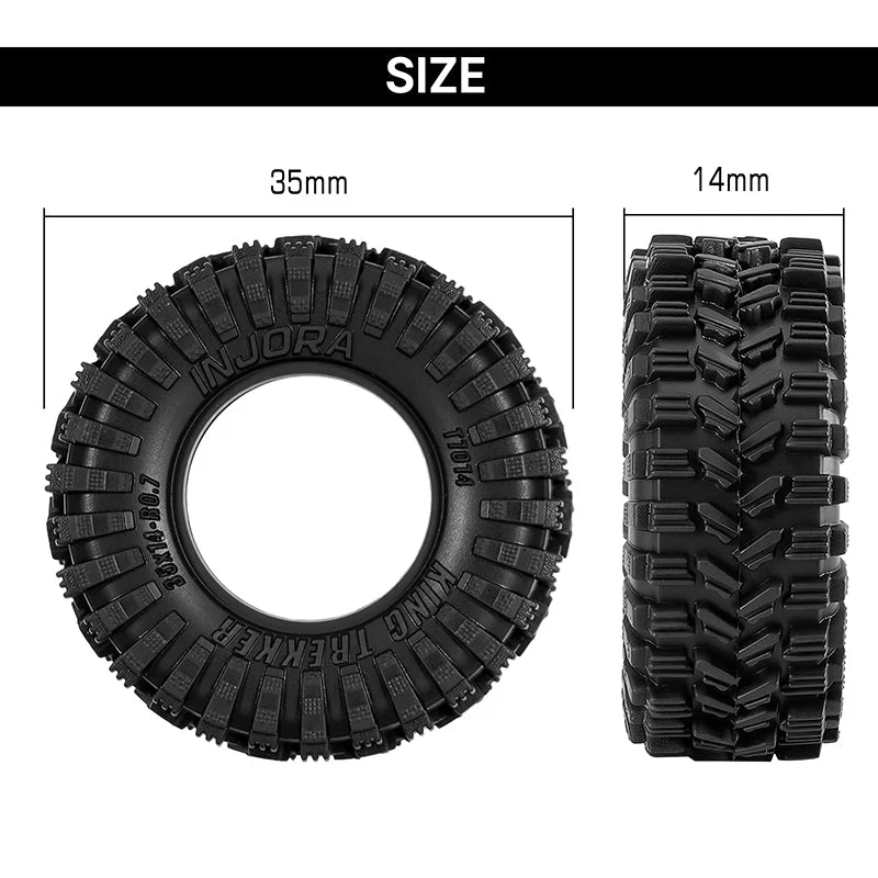4 pneus Injora 0.7" 35*14mm King Trekker pour 1/30 SCX30 - Image 4