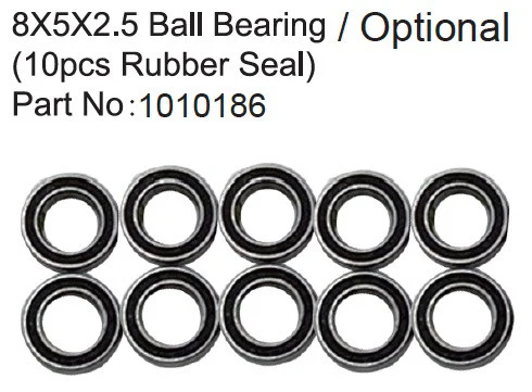 8X5X2.5 Ball Bearing ( 10pcs Rubber Seal )