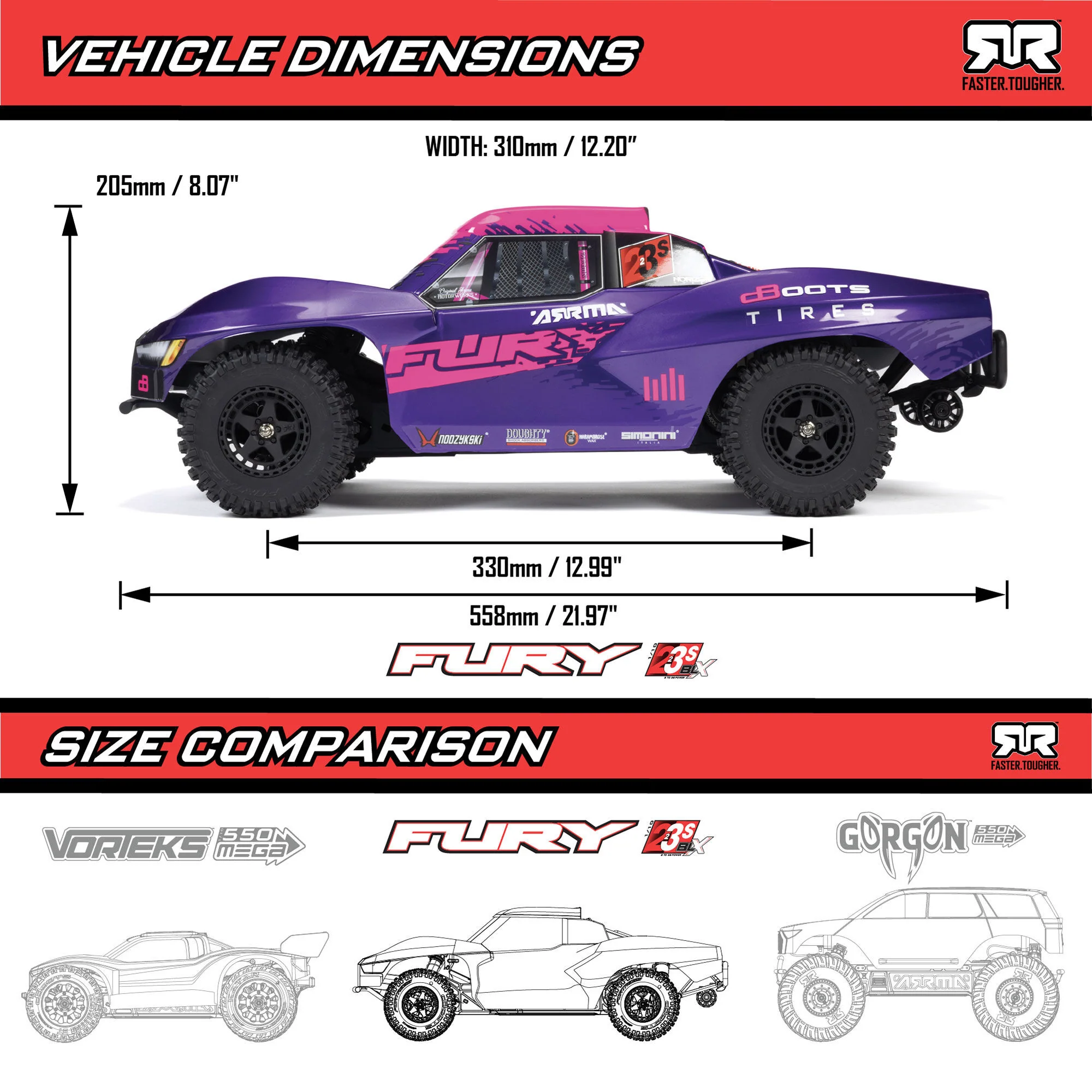 Arrma Fury 223S BLX Brushless 2WD Short Course violet RTR - ARA3521T3 - Image 15
