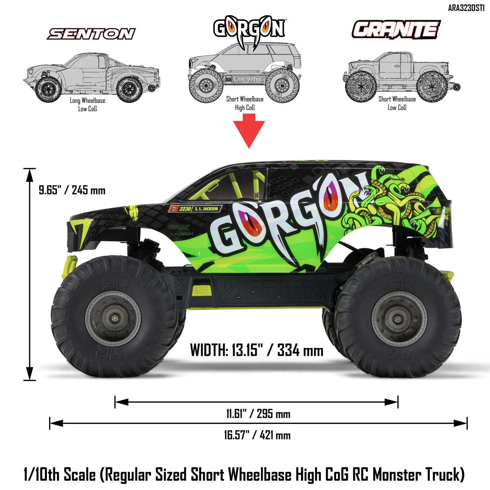 Arrma Gorgon 2WD MT 1/10 RTR jaune ARA3230ST1 - Image 3