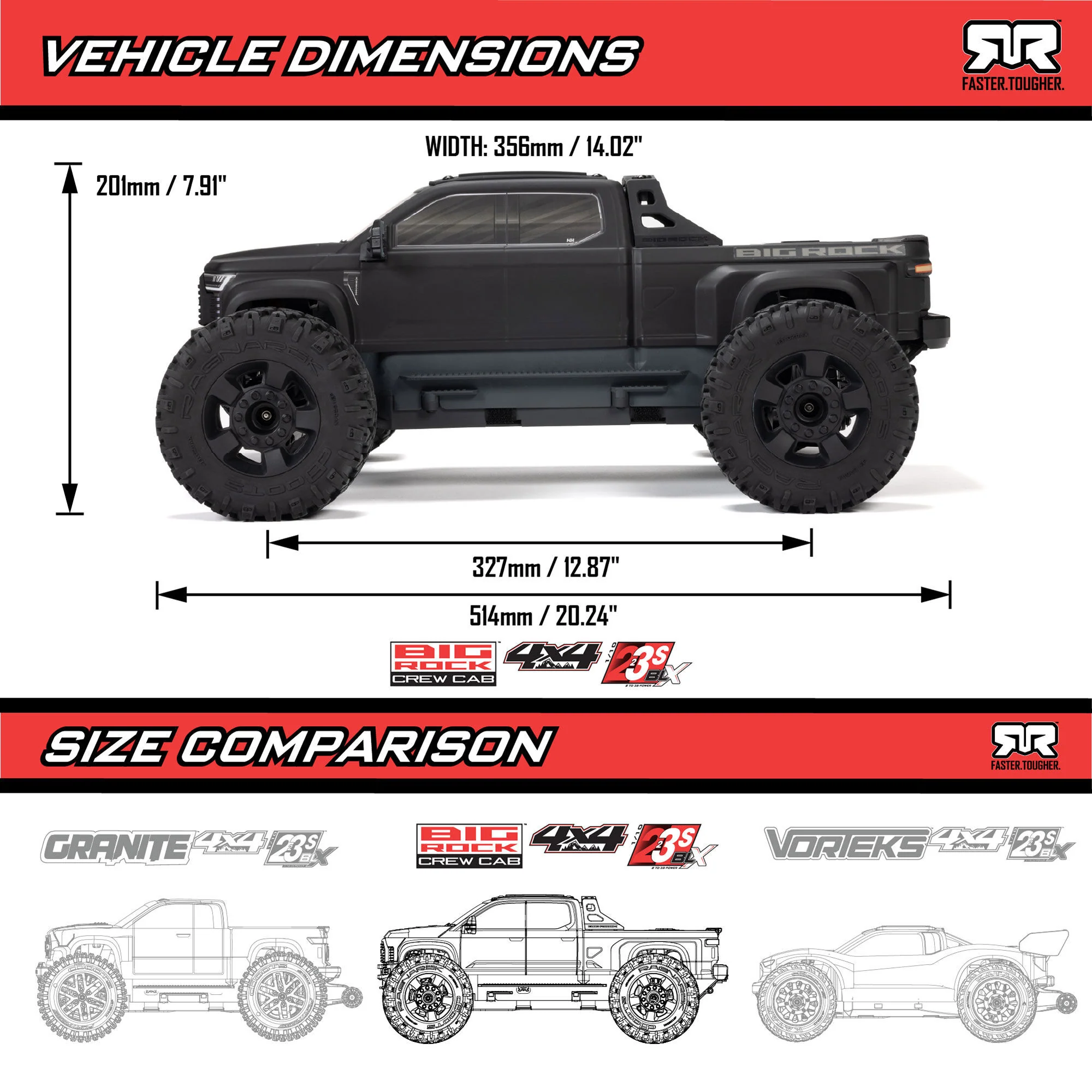Arrma Monster Truck 1/10 BIG ROCK 223S DSC brushless 4X4 RTR noir - ARA4312V4T1 - Image 19