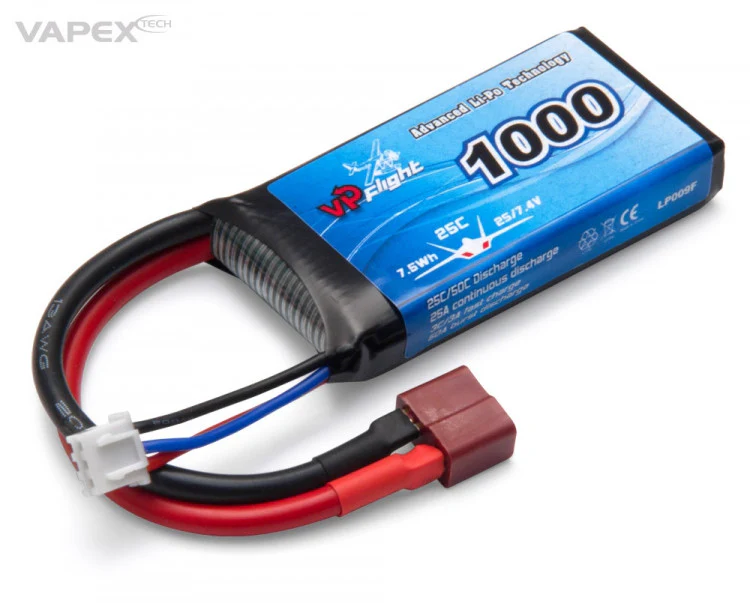 Batterie Lipo 2S 7,4V 1000mAh - 25C - Dean - LP009FD
