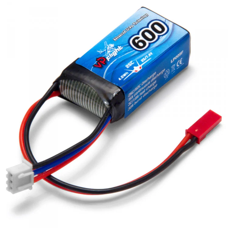 Batterie Lipo 2S 7,4V 600mAh - 25C - JST - LP005F