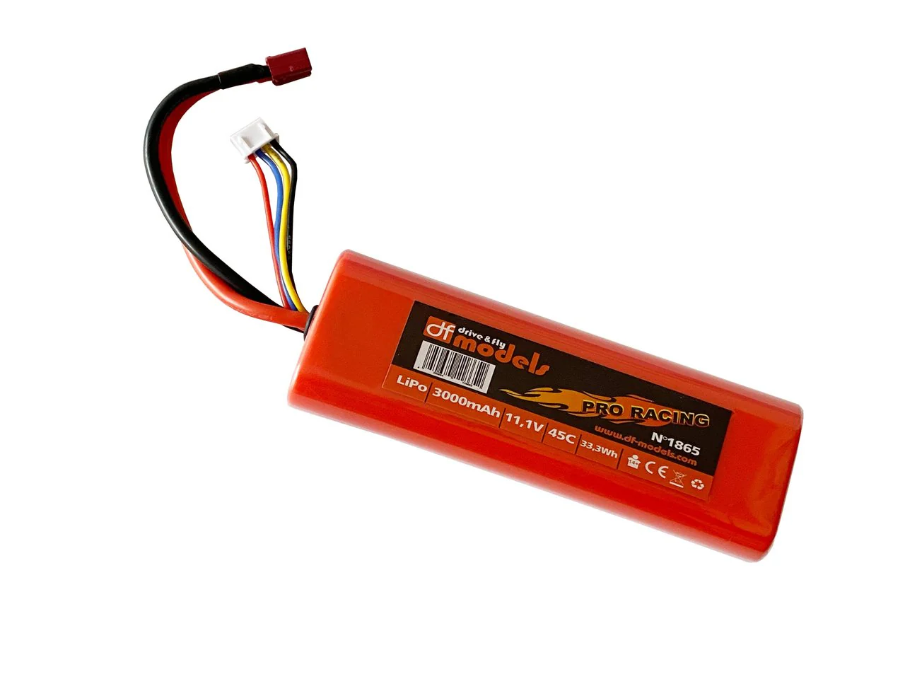 Batterie Lipo 3S 11,1V 3000mAh 45C prise Dean - DF Models 1865