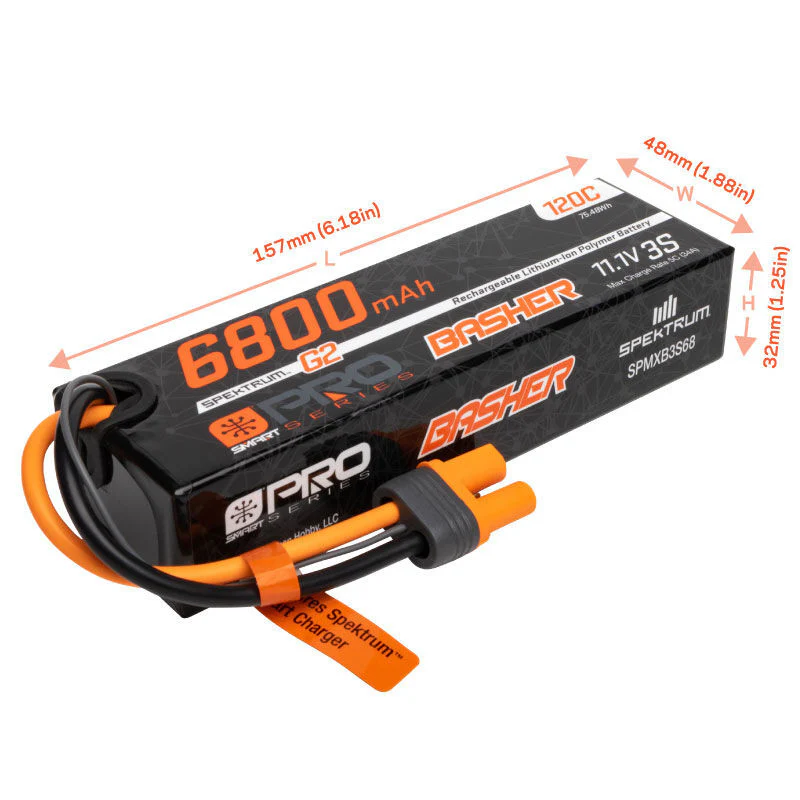 Batterie LiPo 3S Smart G2 Pro Basher 11,1V 6800 mAh (120C) IC5 - SPMXB3S68 - Image 2