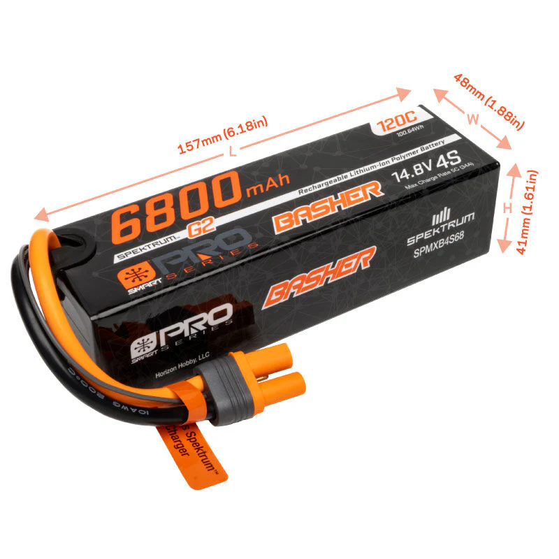 Batterie LiPo 4S Smart G2 Pro Basher 14,8 V 6800 mAh 4S (120C) - SPMXB4S68 - Image 2