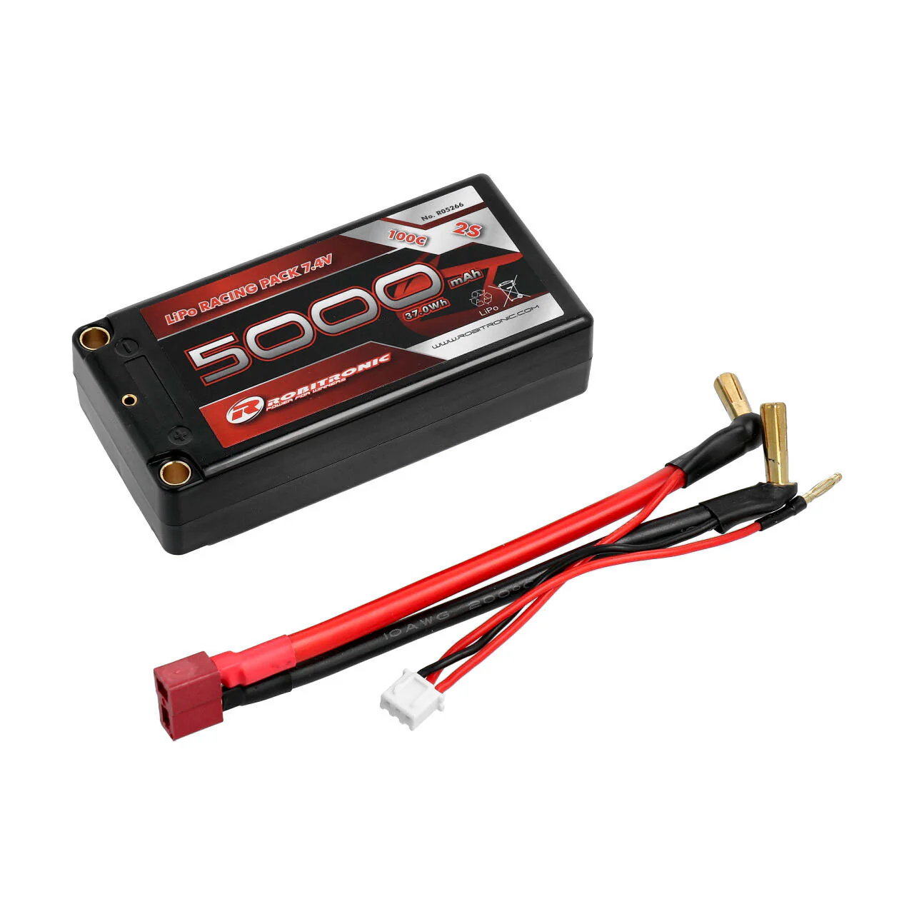Batterie LiPo Shorty 5000mAh 2S 100C 5mm robitronic - R05266