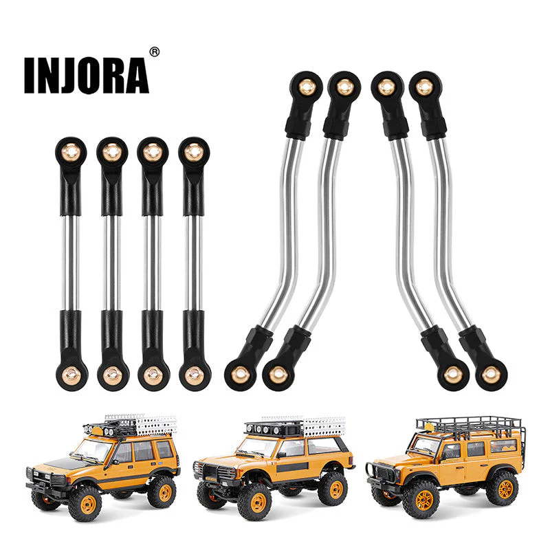 Biellettes de châssis à garde au sol élevée en acier inoxydable INJORA pour 1/24 FMS FCX24M