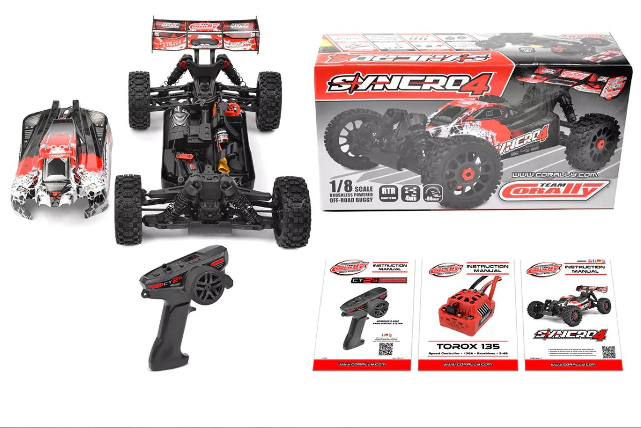 Buggy 4S Corally Syncro 4 rouge Brushless RTR 1/8 C-00287 - Image 7