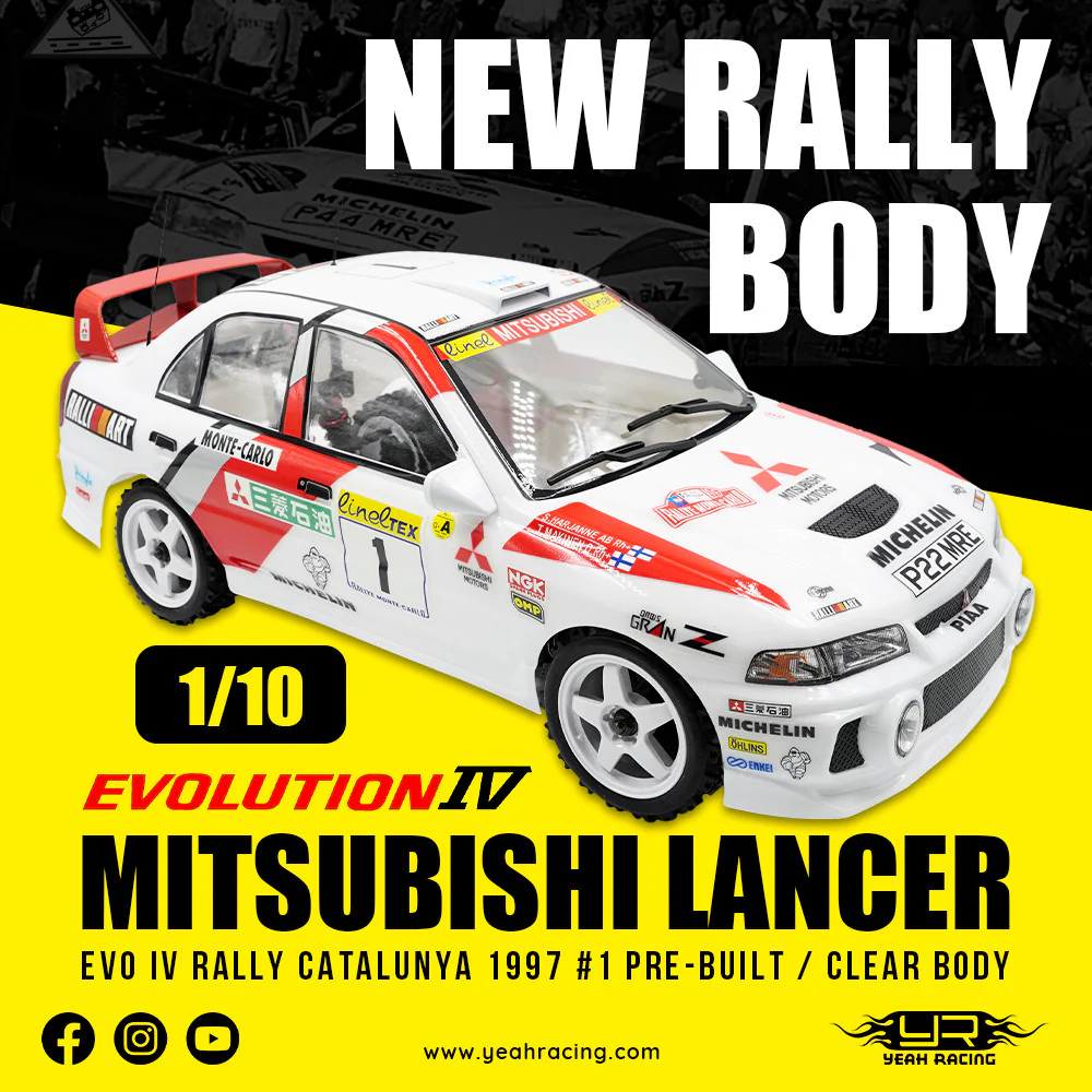 Carrosserie peinte et découpée avec jeu de jantes 1/10 Mitsubishi Lancer EVO IV Rally Catalunya 1997 - Image 5