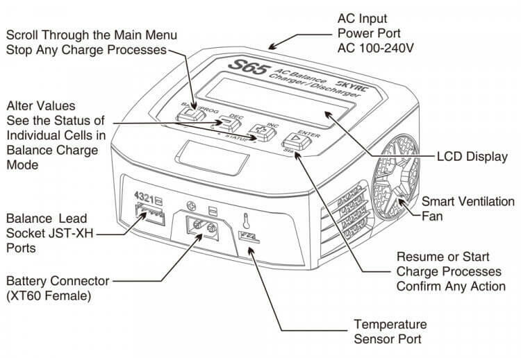 Chargeur SkyRC S65 pour Lipo 2-4S - 65w - 100152 - XT60 - Image 3