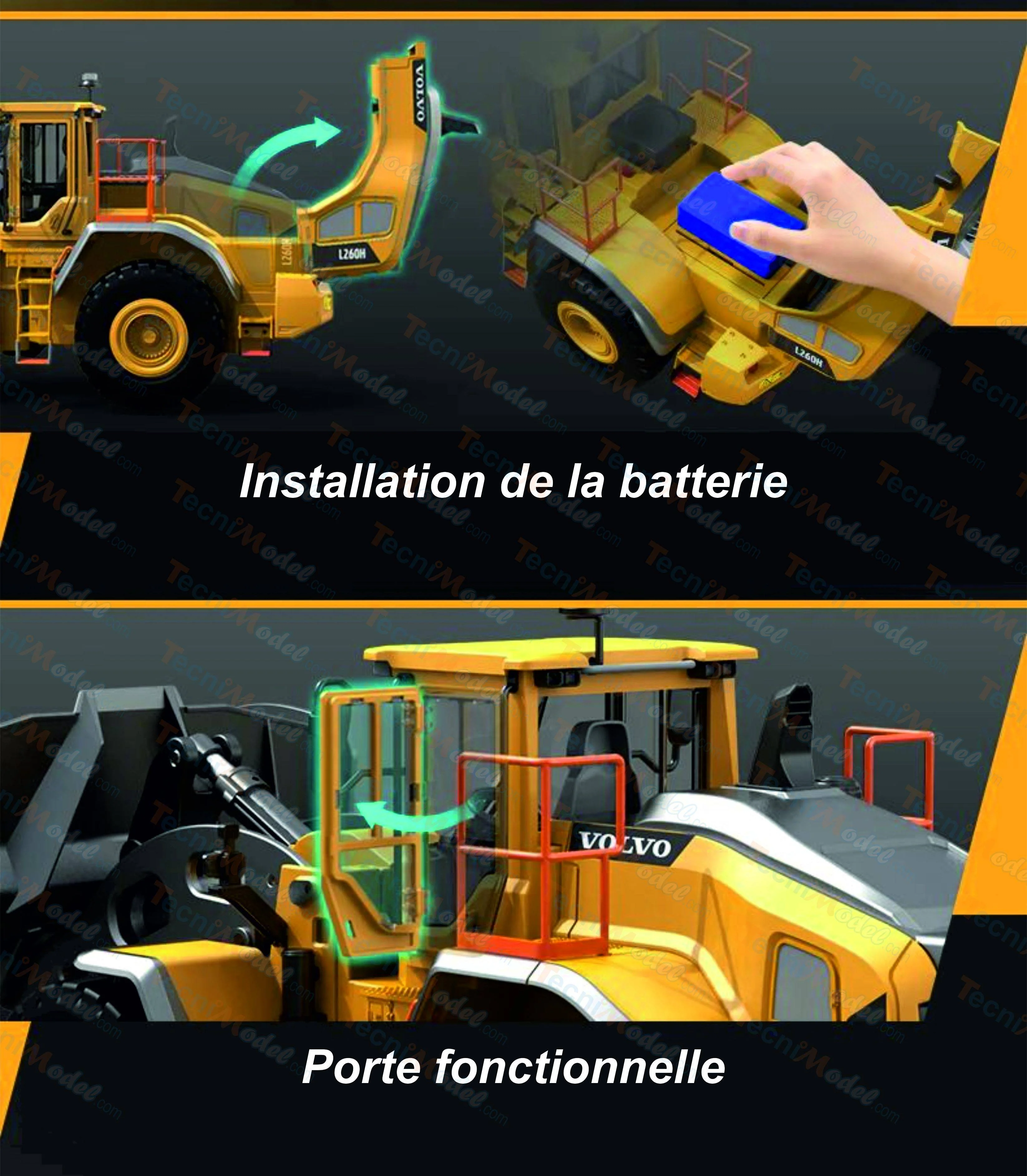 Double E Volvo L260H Chargeuse en métal 1/16 V2 RC 4WD - Image 11
