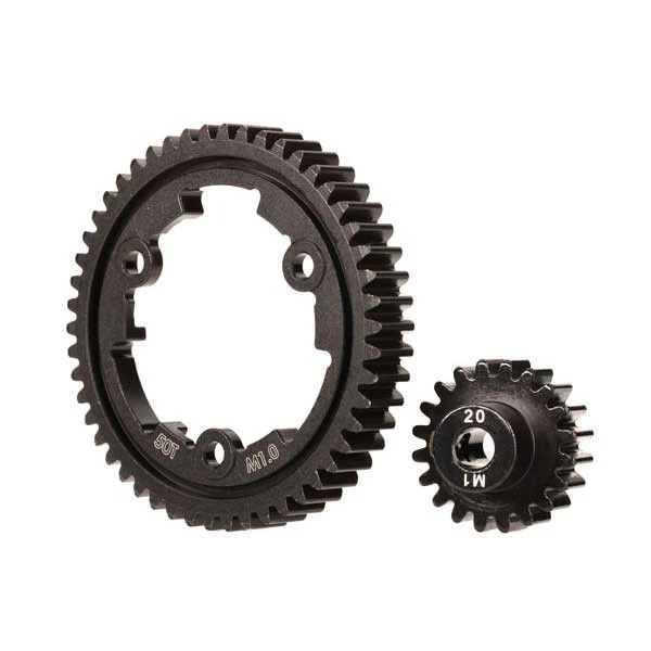 Couronne de transmission 50 dts (large) + pignon 20 dts (acier) pour XRT - 6450