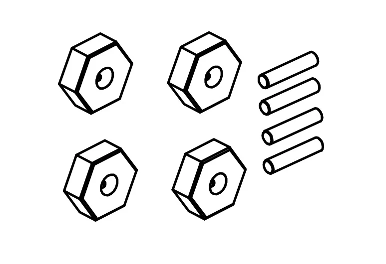 Écrous et goupilles hexagonaux de roue (4) - 1610139