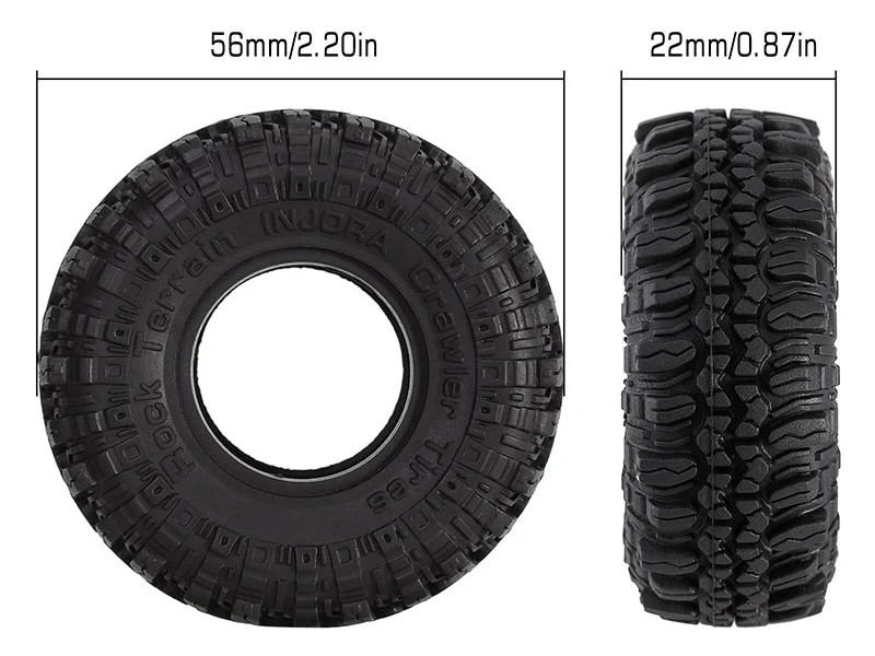 Injora 4 pneus 1.0 Super Soft Rubber Rock All Terrain Crawlers 1/18 1/24 - Image 2
