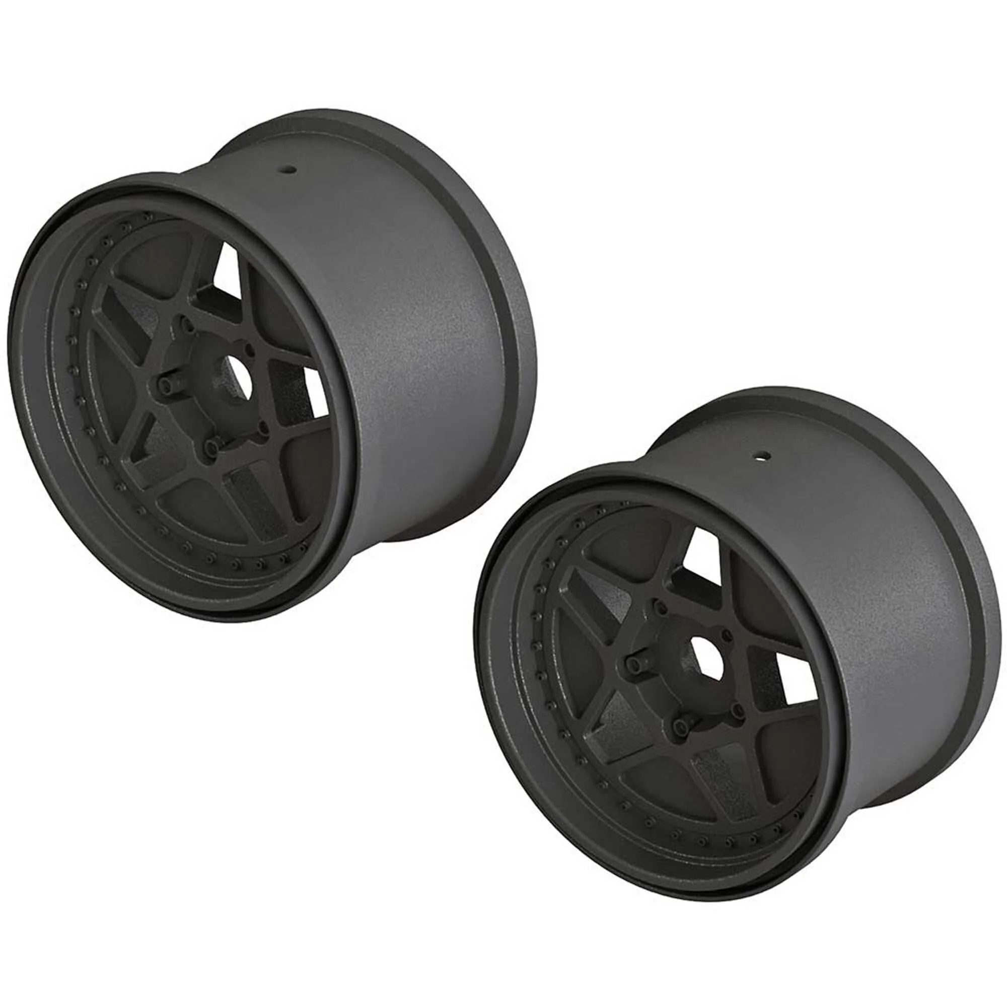 Jantes 1/10 MT avant/arrière 3,8 noires (x2) - ARAC9466