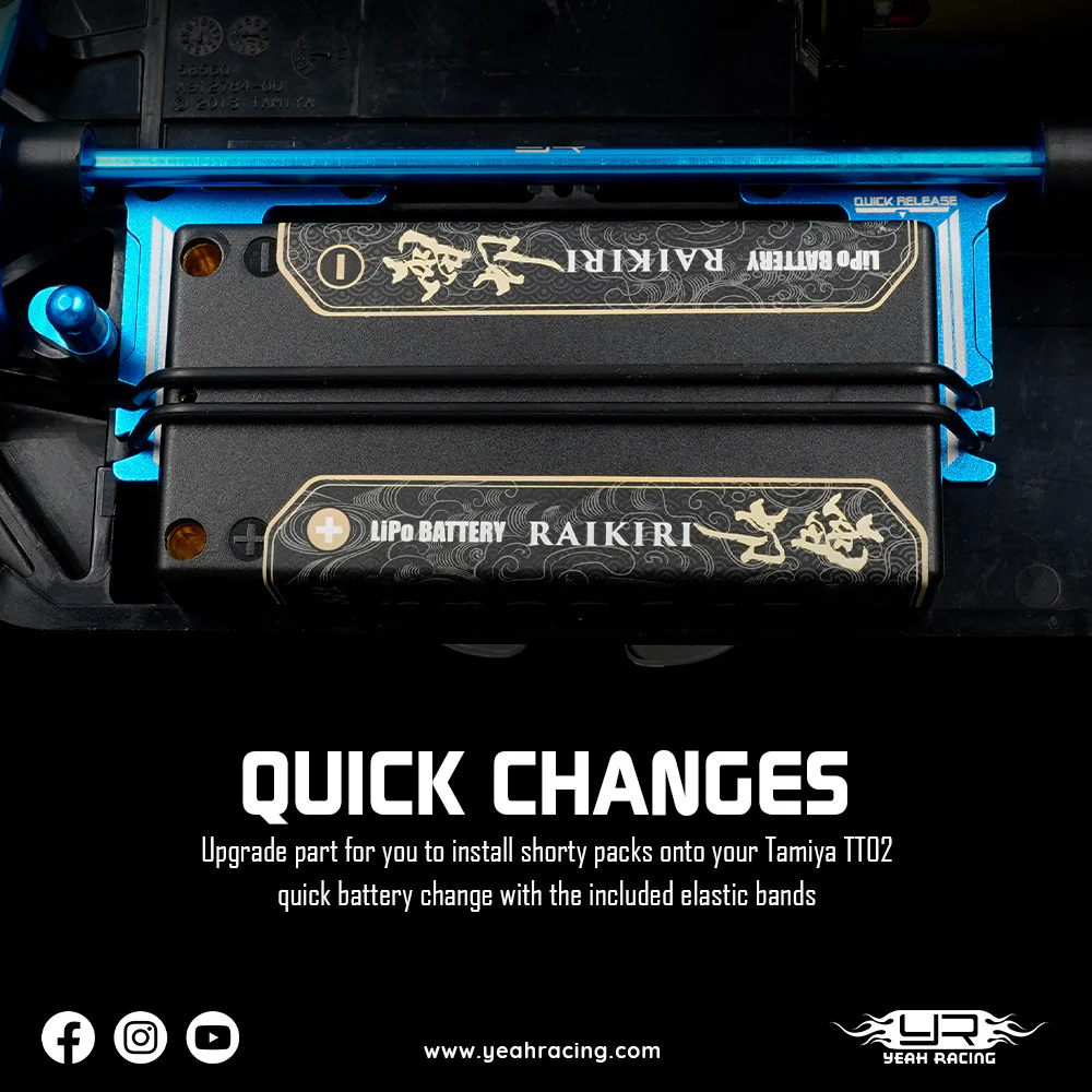 Jeu de supports de batterie courts en aluminium pour Tamiya TT02 - TATT-075BU - Image 4
