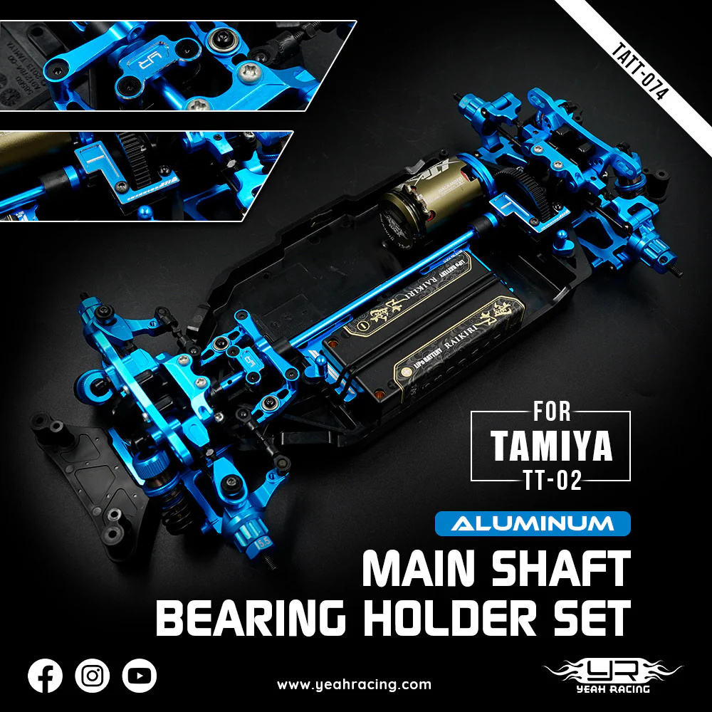 Jeu de supports de roulement d'arbre principal en aluminium pour Tamiya TT02 - TATT-074BU - Image 2