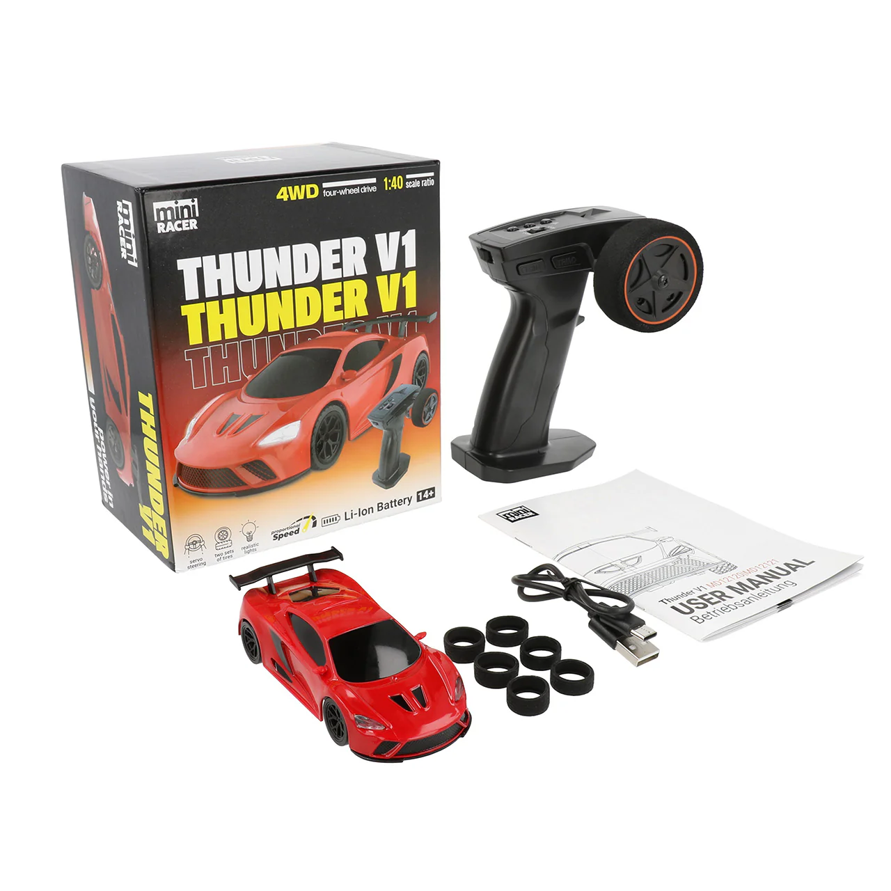 Mini voiture piste 1/40 Thunder V1 Rouge - Image 5