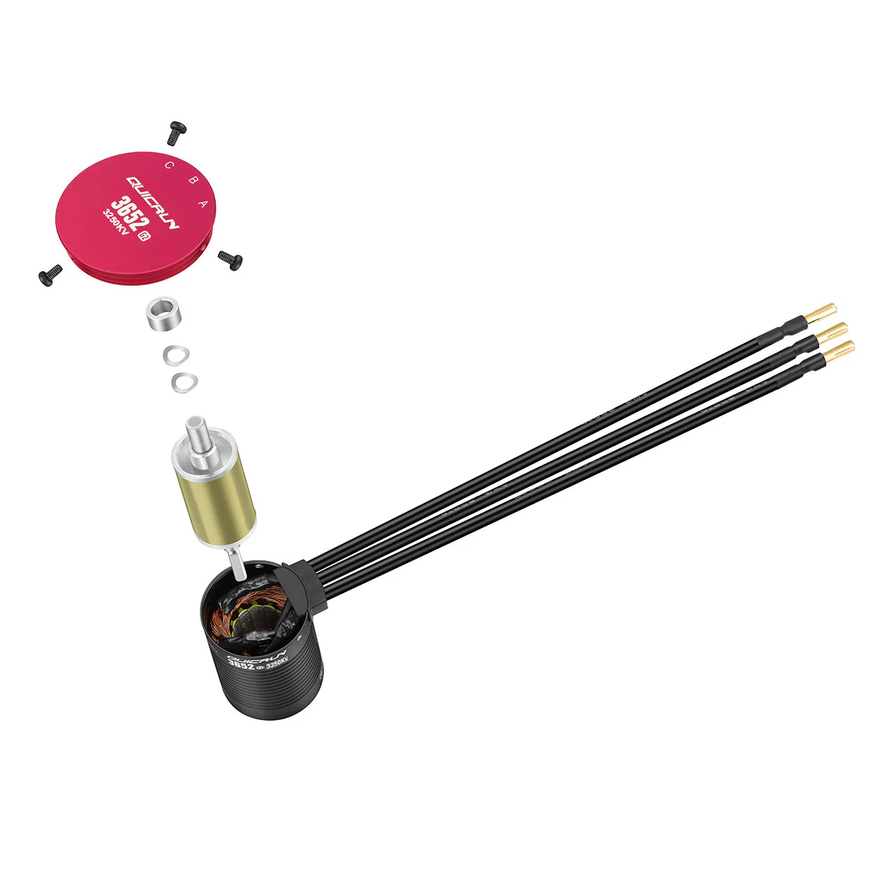 Moteur brushless 1/10 Hobbywing QuicRun 3652SL G2 3,175mm Sensorless 3250kV - Image 3