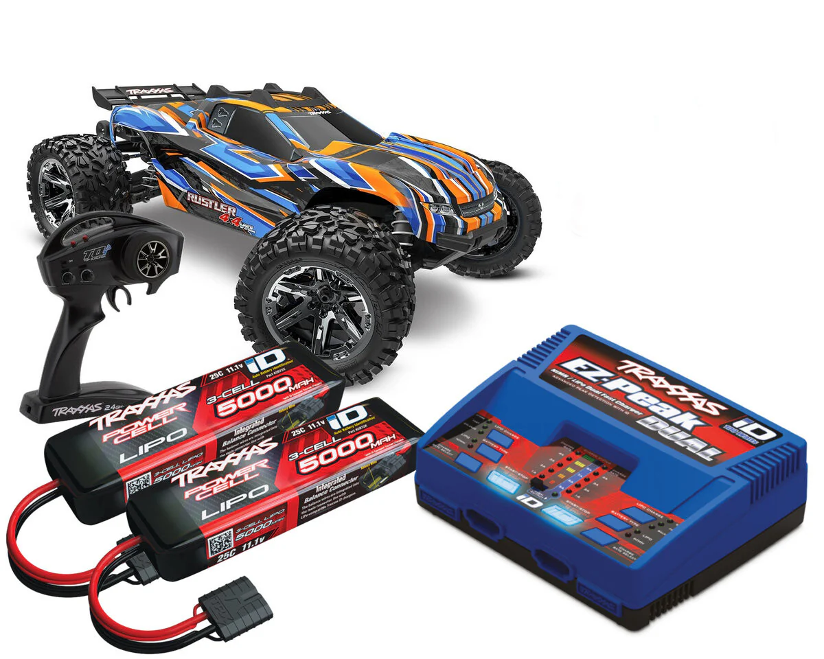 Pack Traxxas Rustler 4x4 HD VXL Brushless 1/10 RTR - 67376-4 orange