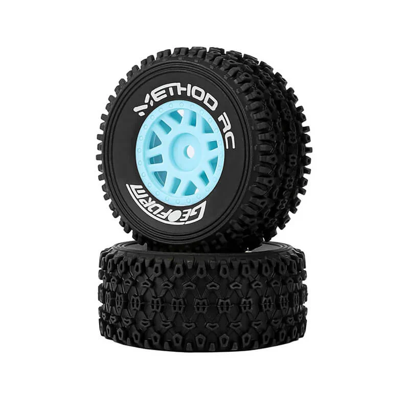 Paire de pneus + jantes Method Geoform 1/16 SC 12mm bleu - MTD0202B