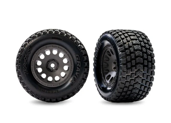 Pneus et jantes Gravix / Mini XRT Gris Avant (2) - Traxxas 10772-GRAY