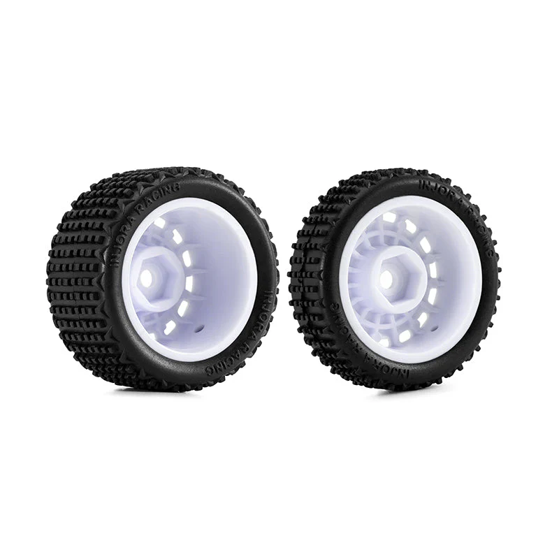 Pneus et roues pré-montés blanc INJORA pour buggy Losi Micro-B 1/24 - MBT01-WH - Image 5