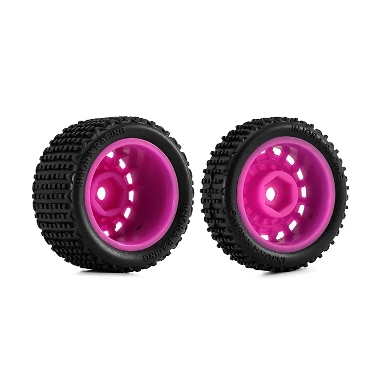 Pneus et roues pré-montés magenta INJORA pour buggy Losi Micro-B 1/24 - MBT01-MA - Image 5