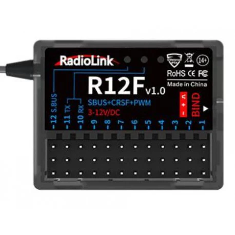Récepteur R12F 2,4 GHz 12 canaux avec télémétrie bidirectionnelle pour T12D et T16D