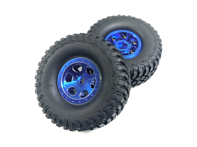 Roues 1.2 Aluminium Beadlock bleu 1:18 / 1:24 Crawler (2)"