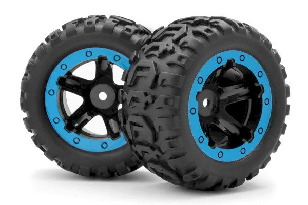 2 Roues Blackzon Slyder MT / Pneus assemblés 1/16 (bleu/noir) - 540108