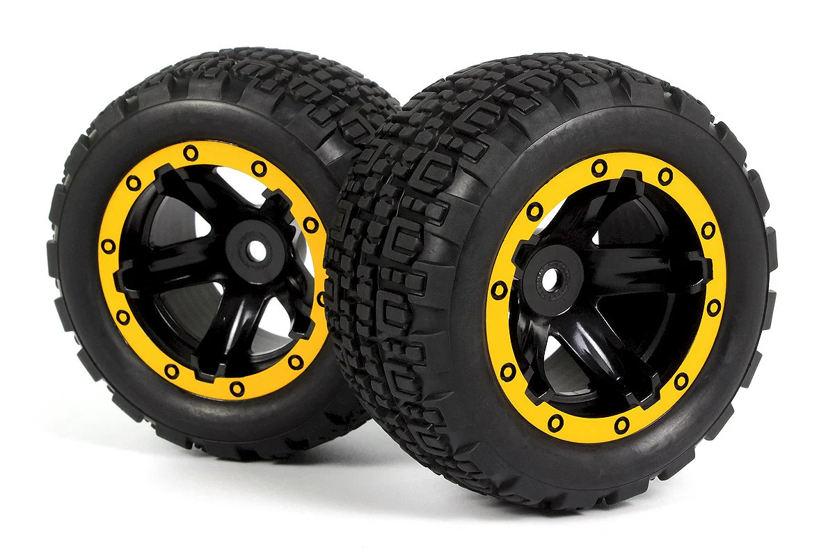 2 Roues Blackzon Slyder ST / Pneus assemblés 1/16 (jaune/noir) - 540261