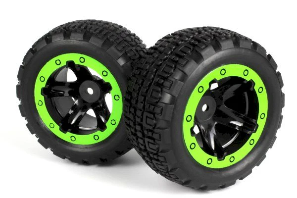 2 Roues Blackzon Slyder ST / Pneus assemblés 1/16 (vert/noir) - 540094