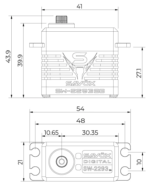 Servo crawler Savox SW-2293SG 75 kg 3S alu brushless, engrenages en acier - Image 6