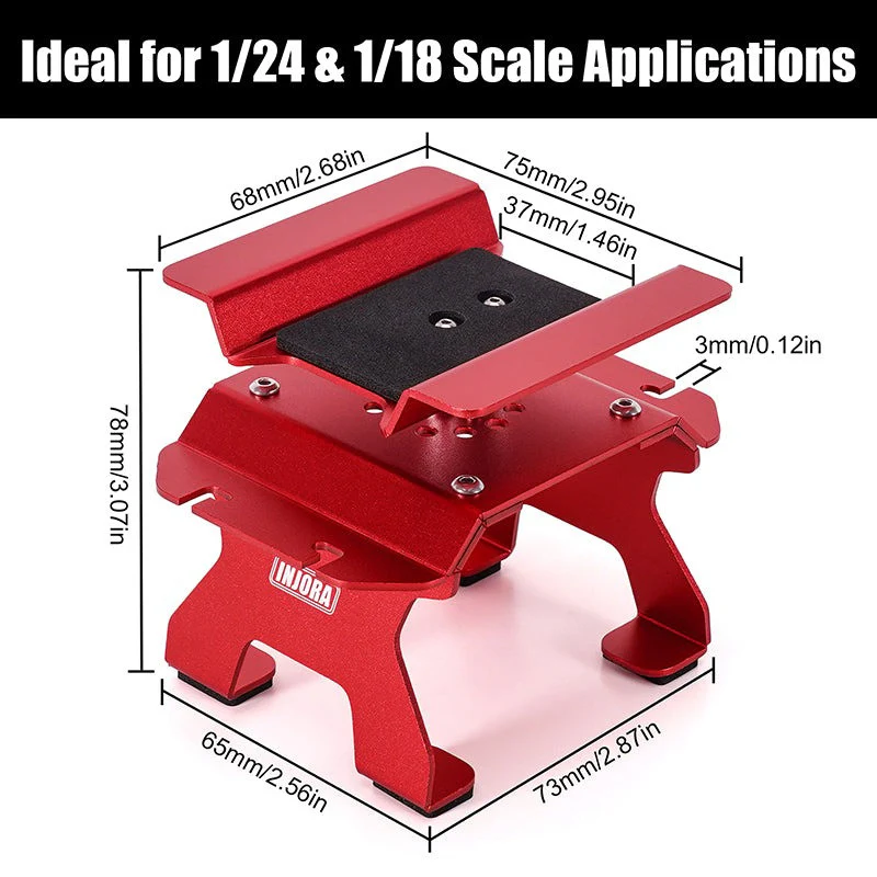 Support de voiture RC en aluminium rouge INJORA pour voiture RC 1/24, 1/18 - TOOL-63RD - Image 4