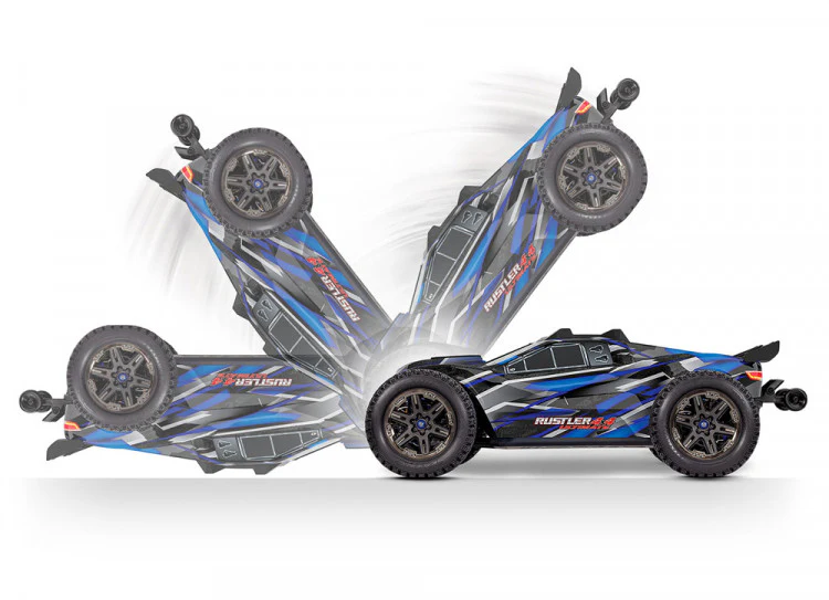 Traxxas Rustler 4x4 Ultimate VXL bleu 1/10 RTR - 67097-4 - Image 8
